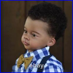 30 Reborn Baby Doll Finished Toddler Black Skin Boy Hand-Rooted Hair Handmade 30 Reborn Baby Doll Finished Toddler Black Skin Boy Hand-Rooted Hair Handmade