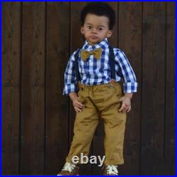 30 Reborn Baby Doll Finished Toddler Black Skin Boy Hand-Rooted Hair Handmade
