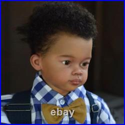 30 Reborn Baby Doll Finished Toddler Black Skin Boy Hand-Rooted Hair Handmade 30 Reborn Baby Doll Finished Toddler Black Skin Boy Hand-Rooted Hair Handmade