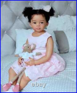 30 Reborn Baby Girl Doll Painted Kit DIY Hand-Rooted Hair Dark Skin African Toy