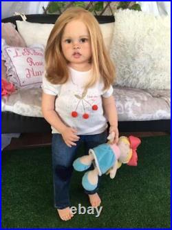 30 Toddler Doll Reborn Baby Girl Realistic Rooted Blonde Hair Handmade Toy Gift