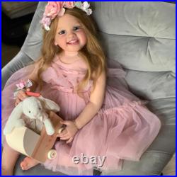 30 Toddler Girl Reborn Baby Doll Long Rooted Hair with Cloth Body Handmade Gift 30 Toddler Girl Reborn Baby Doll Long Rooted Hair with Cloth Body Handmade Gift