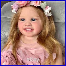 30 Toddler Girl Reborn Baby Doll Long Rooted Hair with Cloth Body Handmade Gift 30 Toddler Girl Reborn Baby Doll Long Rooted Hair with Cloth Body Handmade Gift