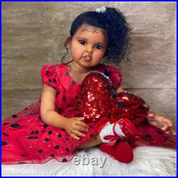 30in African Girl Reborn Baby Dolls Hand-Rooted Curly Hair Toddler Handmade Gift 30in African Girl Reborn Baby Dolls Hand-Rooted Curly Hair Toddler Handmade Gift