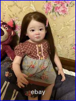 30in Artist Reborn Baby Dolls Soft Toddler Girl Finished Doll Hand-Rooted Hair