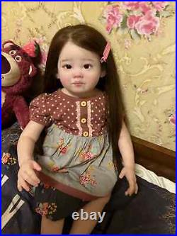 30in Artist Reborn Baby Dolls Soft Toddler Girl Finished Doll Hand-Rooted Hair