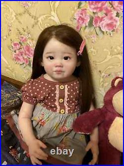 30in Artist Reborn Baby Dolls Soft Toddler Girl Finished Doll Hand-Rooted Hair