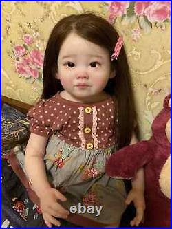 30in Artist Reborn Baby Dolls Soft Toddler Girl Finished Doll Hand-Rooted Hair