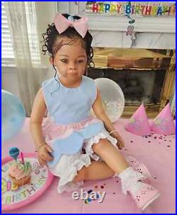 30in Dark Skin Reborn Baby Doll Girl Toddler Rooted Hair Artist Painted Gift Toy 30in Dark Skin Reborn Baby Doll Girl Toddler Rooted Hair Artist Painted Gift Toy