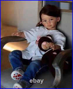 30in Realistic Reborn Baby Doll Rooted Hair Toddler Girl Colectible DIY Toy Gift