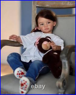 30in Realistic Reborn Baby Doll Rooted Hair Toddler Girl Colectible DIY Toy Gift