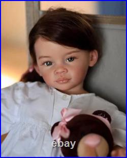 30in Realistic Reborn Baby Doll Rooted Hair Toddler Girl Colectible DIY Toy Gift