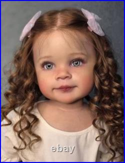 30in Realistic Reborn Baby Doll Toddler Girl Rooted Curly Hair Handmade Toy Gift