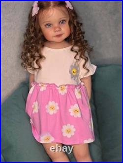 30in Realistic Reborn Baby Doll Toddler Girl Rooted Curly Hair Handmade Toy Gift