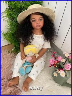 30in Realistic Toddler Girl Reborn Baby Doll Rooted Hair Festival Kids Toy Gift