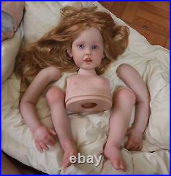 30in Reborn Baby Doll Realistic Rooted Blonde Hair Toddler Girl Handmade Dolls