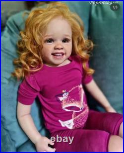 30in Reborn Baby Doll Rooted Curly Hair Painted Girl Toy Artist Handmade Toddler