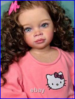30in Reborn Baby Doll Rooted Hair Painted Soft Vinyl Lovely Todder Girl Toy Gift