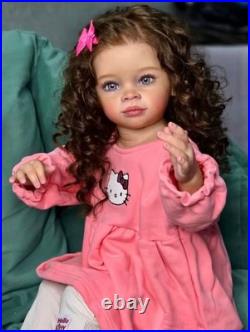 30in Reborn Baby Doll Rooted Hair Painted Soft Vinyl Lovely Todder Girl Toy Gift