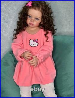 30in Reborn Baby Doll Rooted Hair Painted Soft Vinyl Lovely Todder Girl Toy Gift