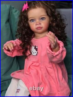 30in Reborn Baby Doll Rooted Hair Painted Soft Vinyl Lovely Todder Girl Toy Gift