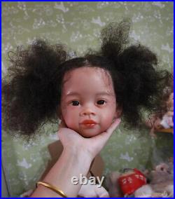 30in Reborn Baby Dolls Dark Brown Skin Finished Toddler Rooted Hair African Girl