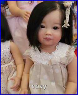 30in Reborn Toddler Girl Doll Rooted Black Hair Finished Dolls Lifelike Art Toys