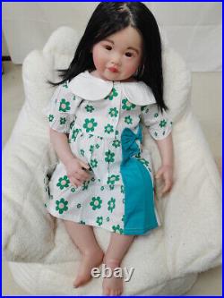 30in Reborn Toddler Girl Doll Rooted Black Hair Finished Dolls Lifelike Art Toys