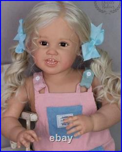 30inch Painted Cute Reborn Doll Kit Girl Toddler Rooted Curly Hair Handmade Gift