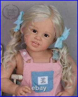 30inch Painted Cute Reborn Doll Kit Girl Toddler Rooted Curly Hair Handmade Gift