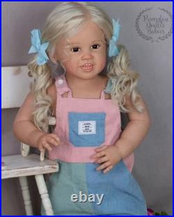 30inch Painted Cute Reborn Doll Kit Girl Toddler Rooted Curly Hair Handmade Gift