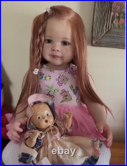 30inch Realistic Reborn Baby Doll Toddler Girl Rooted Curly Hair Christmas Gifts 30inch Realistic Reborn Baby Doll Toddler Girl Rooted Curly Hair Christmas Gifts