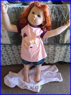 32 Reborn Baby Doll large toddler Soft Body Silicone red auburn hair 28