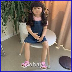 38 Vinyl Full Body Reborn Toddler Dolls Girl Realistic Standing Doll Black Hair