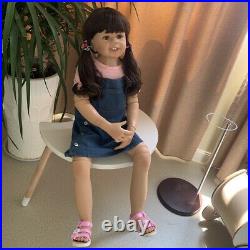 38 Vinyl Full Body Reborn Toddler Dolls Girl Realistic Standing Doll Black Hair