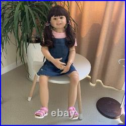 38 Vinyl Full Body Reborn Toddler Dolls Girl Realistic Standing Doll Black Hair