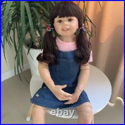 38 Vinyl Full Body Reborn Toddler Dolls Girl Realistic Standing Doll Black Hair