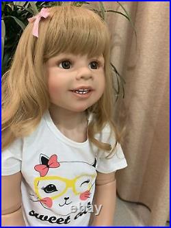 39 Huge Reborn Toddler Girl Doll Vinyl Full Body Standing Real Child Size Model