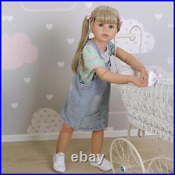 39 Vinyl Full Body Reborn Toddler Doll Girl Realistic Standing Doll Long Blonde