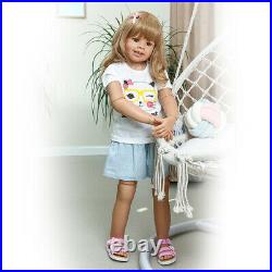 39inch Huge Baby Full Body Hard Vinyl Smile Girl Realistic Blond Hair Girl