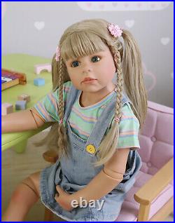 39inch Reborn Toddler Dolls Girl Long Hair Standing Reborn Doll Vinyl Full Body