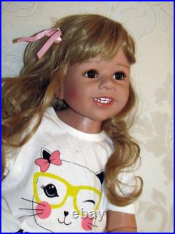 39inch Reborn Toddler Dolls, Huge Baby Full Body Hard Vinyl Smile Girl Realistic