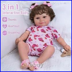 3 In1 Interactive Reborn Baby Dolls with Breathe Heartbeat Coos, Soft Smiling