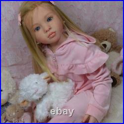 40 Aloenka Reborn Doll Kit Painted Toddler Girl Rooted Hair with Cloth Body Toy
