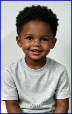 40in Cute Boy Reborn Baby Doll African Toddler Rooted Afro Hair Unassembled Kits