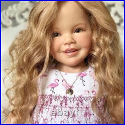 40in Long Curly Hair Toddler Girl Reborn Doll Kits RootedPainted Cloth Body Toys