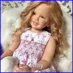 40in Long Curly Hair Toddler Girl Reborn Doll Kits RootedPainted Cloth Body Toys