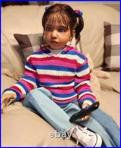 40in Realistic Painted Reborn Doll Kit Toddler Girl Rooted Hair Kids Womens Gift