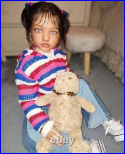 40in Realistic Painted Reborn Doll Kit Toddler Girl Rooted Hair Kids Womens Gift