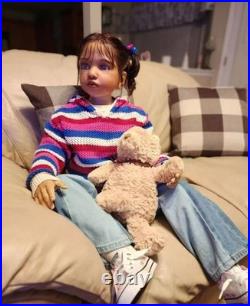 40in Realistic Painted Reborn Doll Kit Toddler Girl Rooted Hair Kids Womens Gift